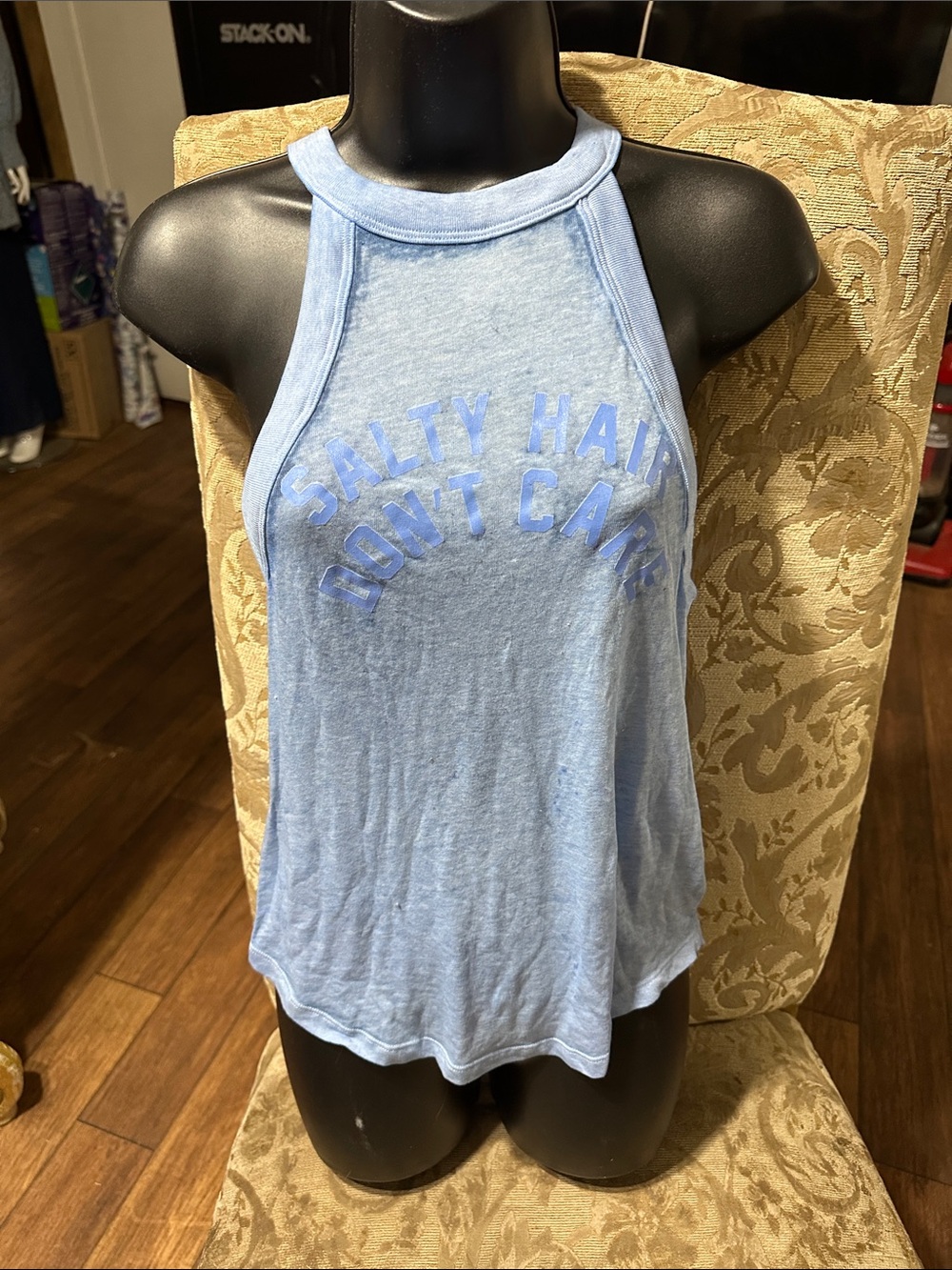 PINK Victoria's Secret Light Blue 'Salty Hair Don't Care' Tank
